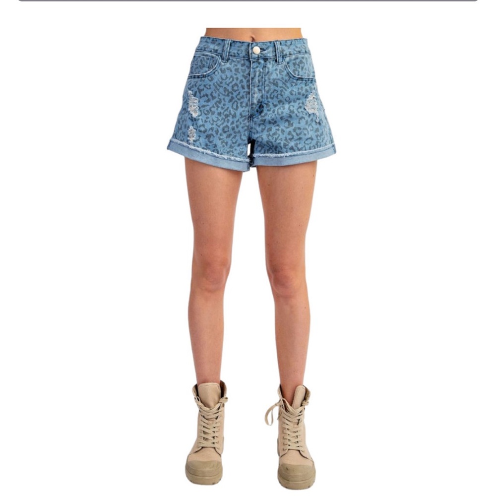 EASEL brand new with tag Blue Leopard Print Women's Shorts - Picture 9 of 10